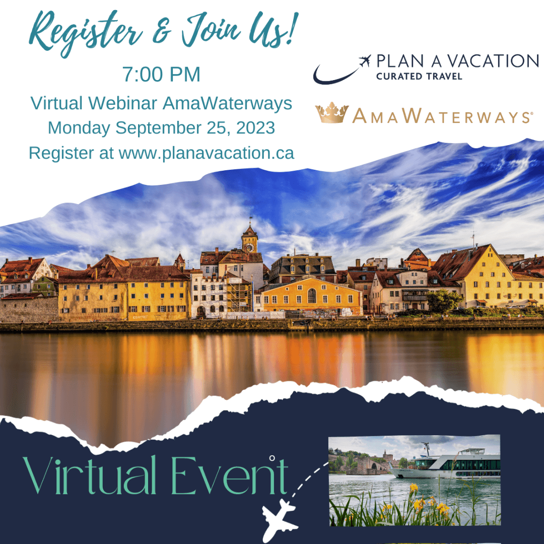 Register For Our AmaWaterways & Plan A Vacation Virtual Event September 25, 2023 - background banner